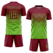 Load image into Gallery viewer, Custom Neon Green Crimson Sublimation Soccer Uniform Jersey
