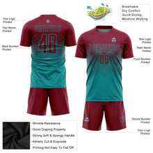 Load image into Gallery viewer, Custom Teal Crimson Sublimation Soccer Uniform Jersey
