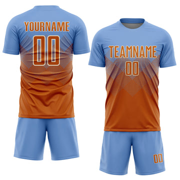 Custom Light Blue Texas Orange-Cream Sublimation Soccer Uniform Jersey