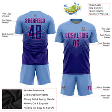 Load image into Gallery viewer, Custom Light Blue Purple-Pink Sublimation Soccer Uniform Jersey
