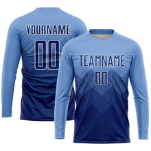 Load image into Gallery viewer, Custom Light Blue Navy-White Sublimation Soccer Uniform Jersey
