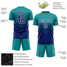 Load image into Gallery viewer, Custom Teal US Navy Blue-White Sublimation Soccer Uniform Jersey
