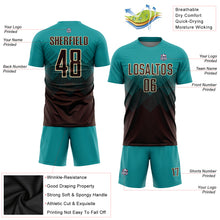 Load image into Gallery viewer, Custom Teal Brown-Cream Sublimation Soccer Uniform Jersey
