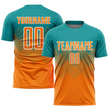 Load image into Gallery viewer, Custom Teal Bay Orange-White Sublimation Soccer Uniform Jersey

