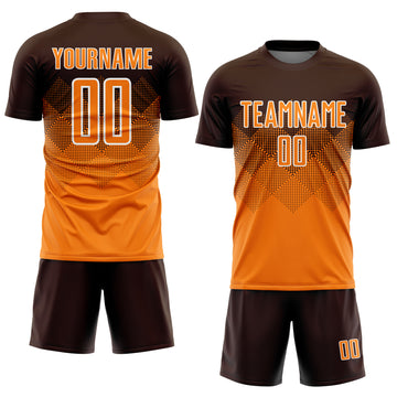Custom Brown Bay Orange-White Sublimation Soccer Uniform Jersey