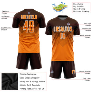 Custom Brown Bay Orange-White Sublimation Soccer Uniform Jersey