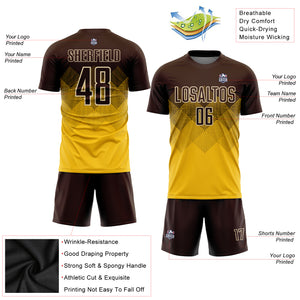 Custom Gold Brown-Cream Sublimation Soccer Uniform Jersey