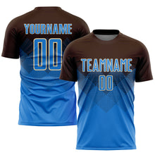Load image into Gallery viewer, Custom Brown Powder Blue-Cream Sublimation Soccer Uniform Jersey
