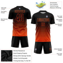 Load image into Gallery viewer, Custom Black Orange Pinstripe Fade Fashion Sublimation Soccer Uniform Jersey
