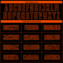 Load image into Gallery viewer, Custom Black Orange Pinstripe Fade Fashion Sublimation Soccer Uniform Jersey
