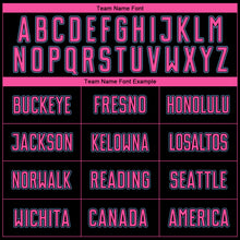 Load image into Gallery viewer, Custom Black Pink-Light Blue Pinstripe Fade Fashion Sublimation Soccer Uniform Jersey
