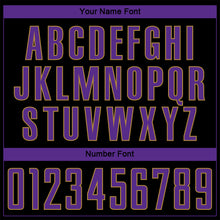 Load image into Gallery viewer, Custom Black Purple-Old Gold Pinstripe Fade Fashion Sublimation Soccer Uniform Jersey
