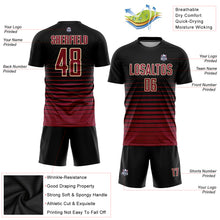 Load image into Gallery viewer, Custom Black Maroon-Cream Pinstripe Fade Fashion Sublimation Soccer Uniform Jersey
