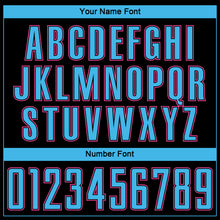 Load image into Gallery viewer, Custom Black Sky Blue-Pink Pinstripe Fade Fashion Sublimation Soccer Uniform Jersey
