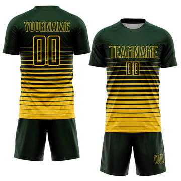 Custom Green Yellow Pinstripe Fade Fashion Sublimation Soccer Uniform Jersey