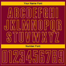 Load image into Gallery viewer, Custom Maroon Yellow Pinstripe Fade Fashion Sublimation Soccer Uniform Jersey
