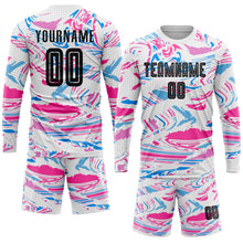 Load image into Gallery viewer, Custom Figure Black-Pink Sublimation Soccer Uniform Jersey
