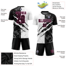 Load image into Gallery viewer, Custom Graffiti Pattern Black-Pink Scratch Sublimation Soccer Uniform Jersey
