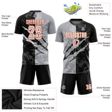 Load image into Gallery viewer, Custom Graffiti Pattern White Black Gray-Orange Scratch Sublimation Soccer Uniform Jersey
