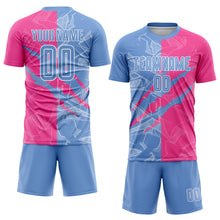 Load image into Gallery viewer, Custom Graffiti Pattern Light Blue-Pink Scratch Sublimation Soccer Uniform Jersey
