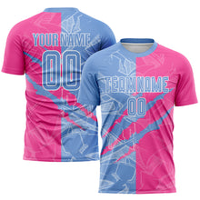 Load image into Gallery viewer, Custom Graffiti Pattern Light Blue-Pink Scratch Sublimation Soccer Uniform Jersey
