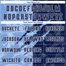 Load image into Gallery viewer, Custom Graffiti Pattern Navy-Light Blue Scratch Sublimation Soccer Uniform Jersey
