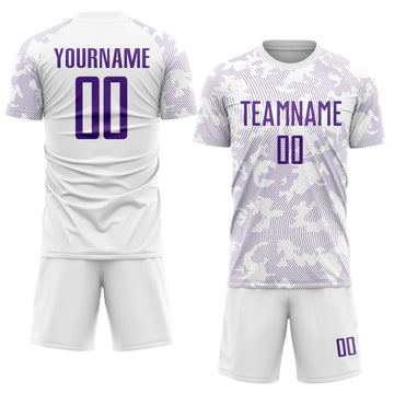 Custom White Purple Sublimation Soccer Uniform Jersey