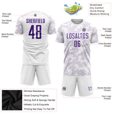 Load image into Gallery viewer, Custom White Purple Sublimation Soccer Uniform Jersey

