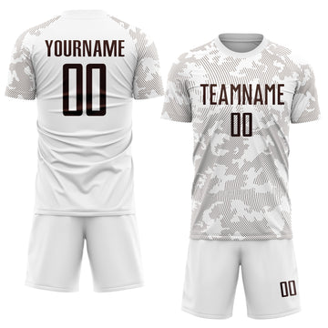 Custom White Brown Sublimation Soccer Uniform Jersey