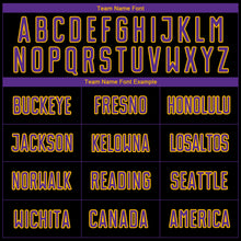 Load image into Gallery viewer, Custom Black Purple-Gold Sublimation Soccer Uniform Jersey
