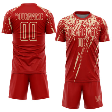 Custom Red City Cream Sublimation Soccer Uniform Jersey