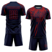 Load image into Gallery viewer, Custom Navy Red Sublimation Soccer Uniform Jersey
