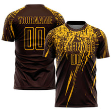 Load image into Gallery viewer, Custom Brown Gold Sublimation Soccer Uniform Jersey
