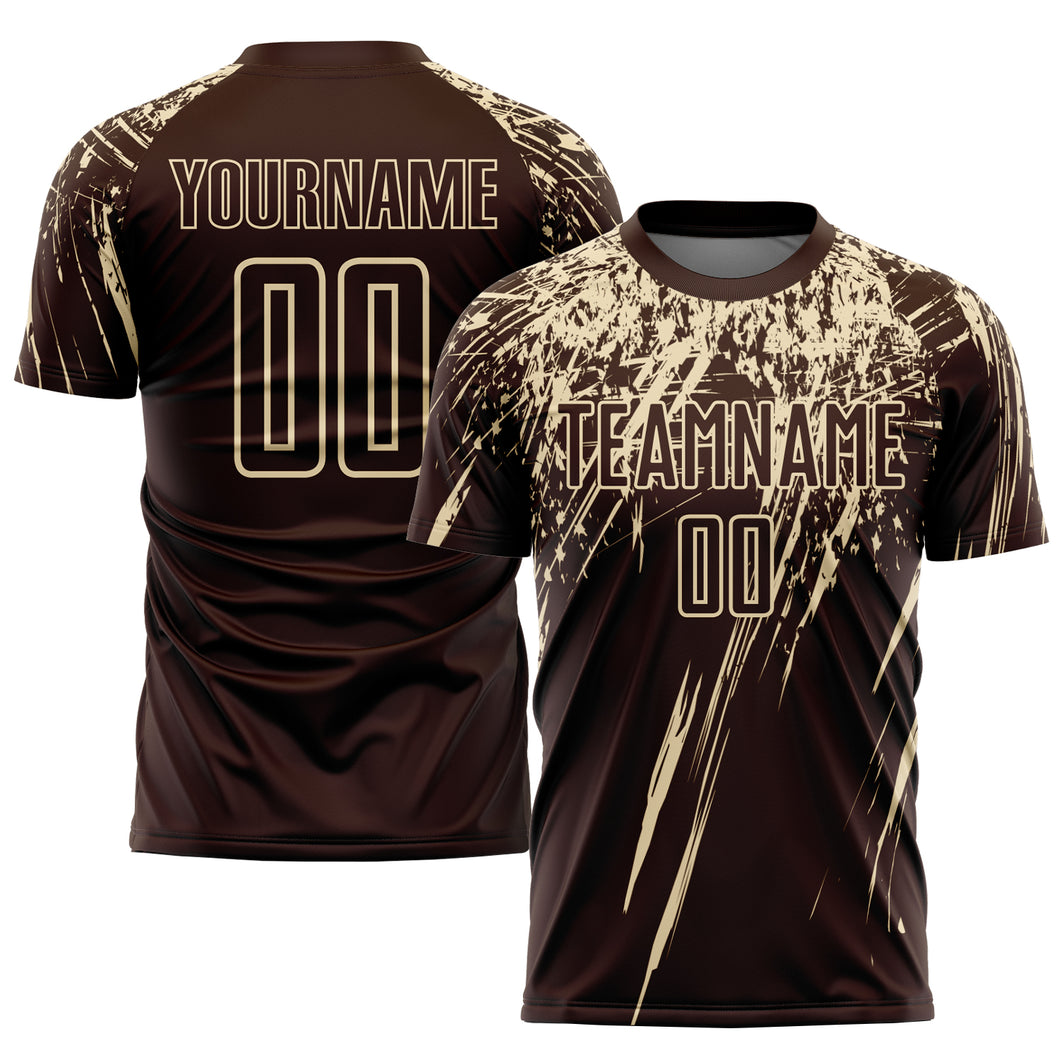 Custom Brown Cream Sublimation Soccer Uniform Jersey