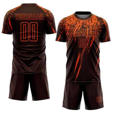 Custom Brown Orange Sublimation Soccer Uniform Jersey