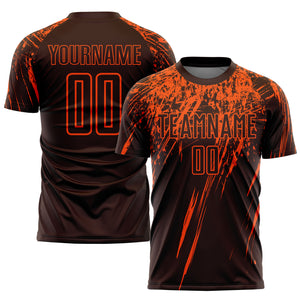 Custom Brown Orange Sublimation Soccer Uniform Jersey