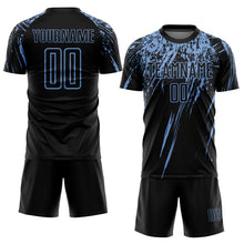 Load image into Gallery viewer, Custom Black Light Blue Sublimation Soccer Uniform Jersey
