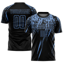 Load image into Gallery viewer, Custom Black Light Blue Sublimation Soccer Uniform Jersey

