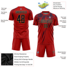 Load image into Gallery viewer, Custom Red Navy-Old Gold Sublimation Soccer Uniform Jersey
