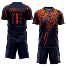 Load image into Gallery viewer, Custom Navy Orange Sublimation Soccer Uniform Jersey
