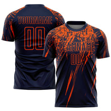 Load image into Gallery viewer, Custom Navy Orange Sublimation Soccer Uniform Jersey
