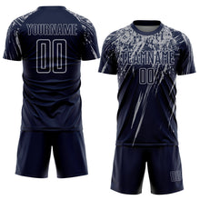 Load image into Gallery viewer, Custom Navy Gray Sublimation Soccer Uniform Jersey
