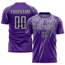 Load image into Gallery viewer, Custom Purple Gray-Black Sublimation Soccer Uniform Jersey
