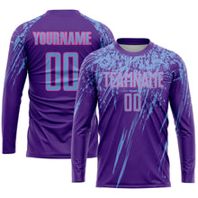 Load image into Gallery viewer, Custom Purple Light Blue-Pink Sublimation Soccer Uniform Jersey
