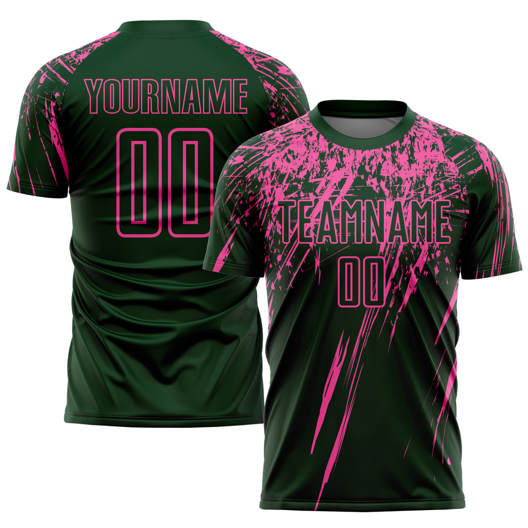 Custom Green Pink Sublimation Soccer Uniform Jersey