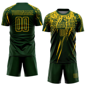 Custom Green Yellow Sublimation Soccer Uniform Jersey