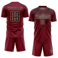 Load image into Gallery viewer, Custom Crimson Black-Cream Sublimation Soccer Uniform Jersey
