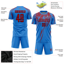 Load image into Gallery viewer, Custom Electric Blue Red-Navy Sublimation Soccer Uniform Jersey
