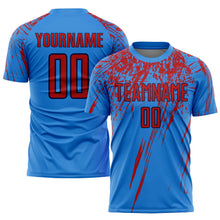 Load image into Gallery viewer, Custom Powder Blue Red-Navy Sublimation Soccer Uniform Jersey
