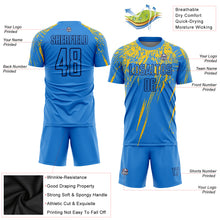 Load image into Gallery viewer, Custom Electric Blue Yellow-Navy Sublimation Soccer Uniform Jersey
